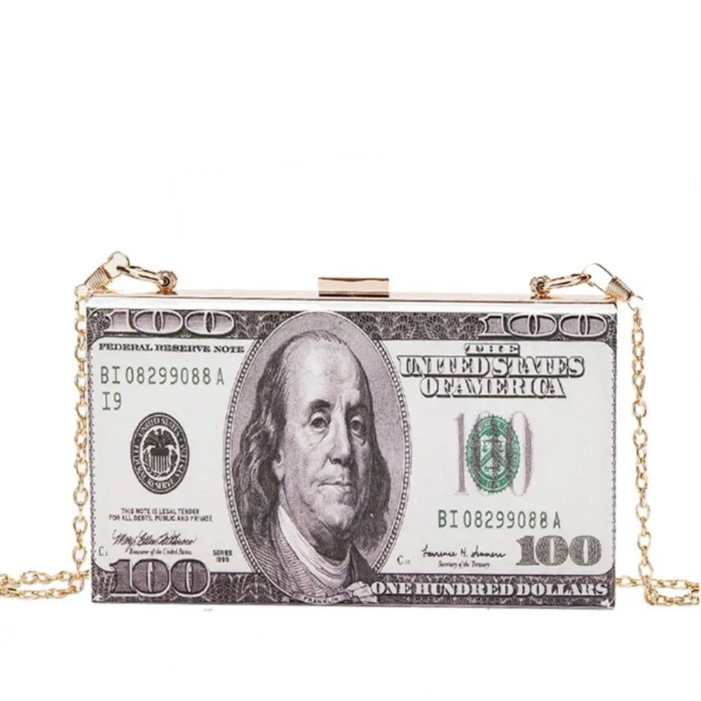 Red Trendy Over The Shoulder Clutch $100 USD Currency 💰Gold Hardware Crossbody